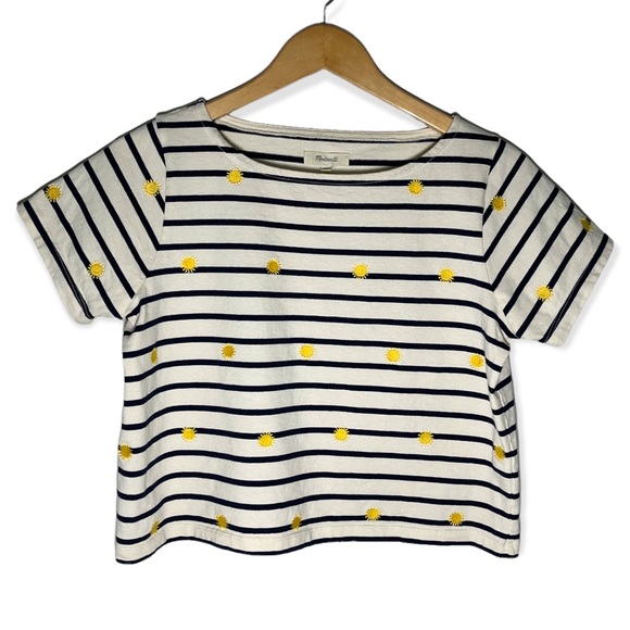 Madewell boxy crop top embroidered suns and stripes size XS - Picture 4 of 14